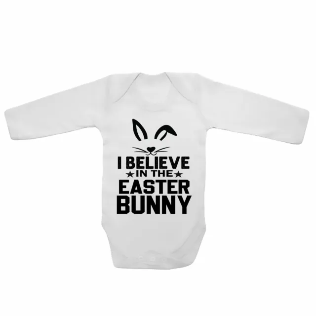 Long Sleeve Unisex Baby Vest Funny Bodysuits - I Believe In The Easter Bunny