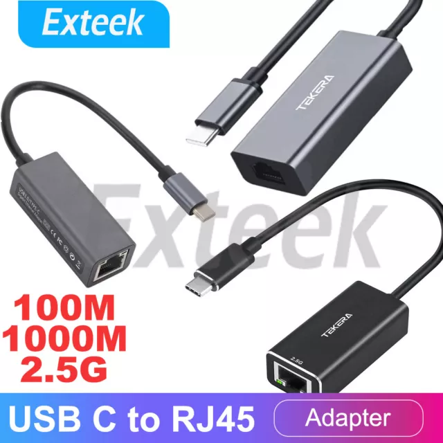 USB Type C to Ethernet Adapter 1000Mbps/2.5G Network RJ45 Gigabit for Apple Mac