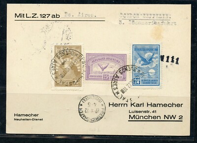 Germany 1932 Dirigibile Condor Zeppelin Argentina Cover Buenos Aires to Munich 