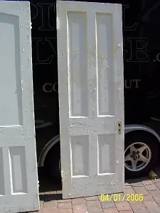 c1860 pine 4 raised panel door w/casing 89 x 30"