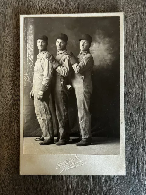 Vintage Cabinet Card Photo (3) Men mechanics  occupational handsome gay int IOWA