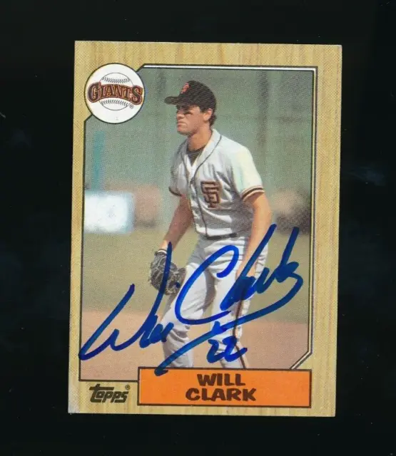 1987 Topps #420 Will Clark RC signed auto autograph crisp blue sharpie