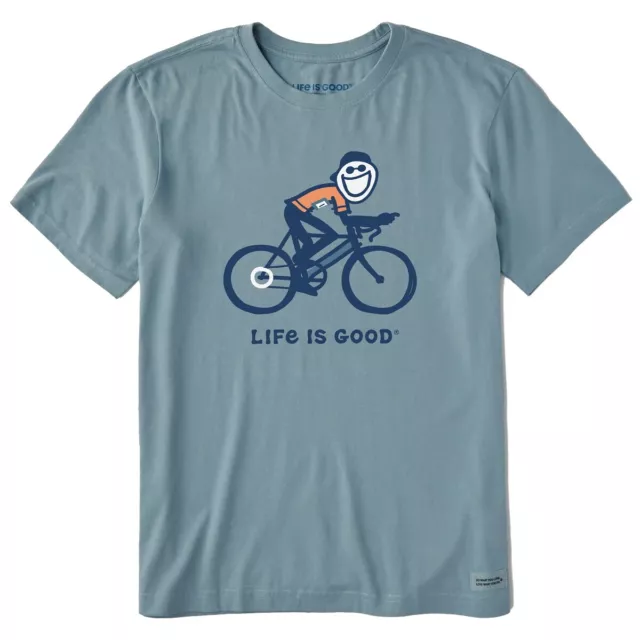 Life is Good. Men's Jake Bike SS Crusher Tee, Smoky Blue