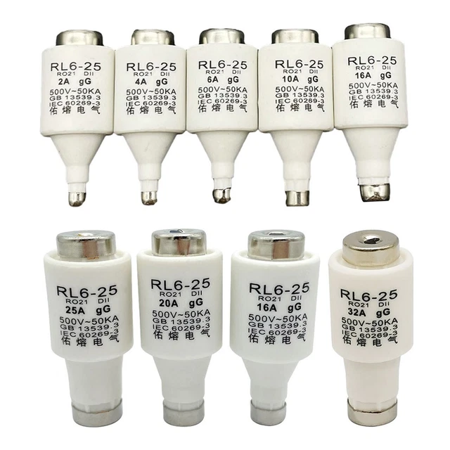 Pack de fusibles céramiques premium 10 inserts spiraux RL625 R021 DII E27 500 V