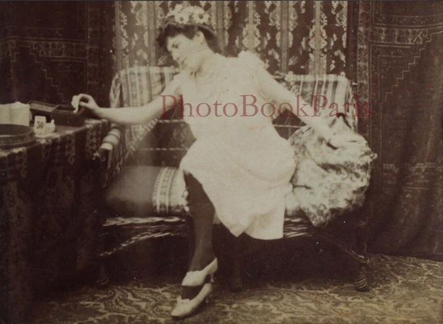 Paris Pariser Weiblich Naughty Mode c1880 Foto Stereo Diorama Vintage P70L3n2