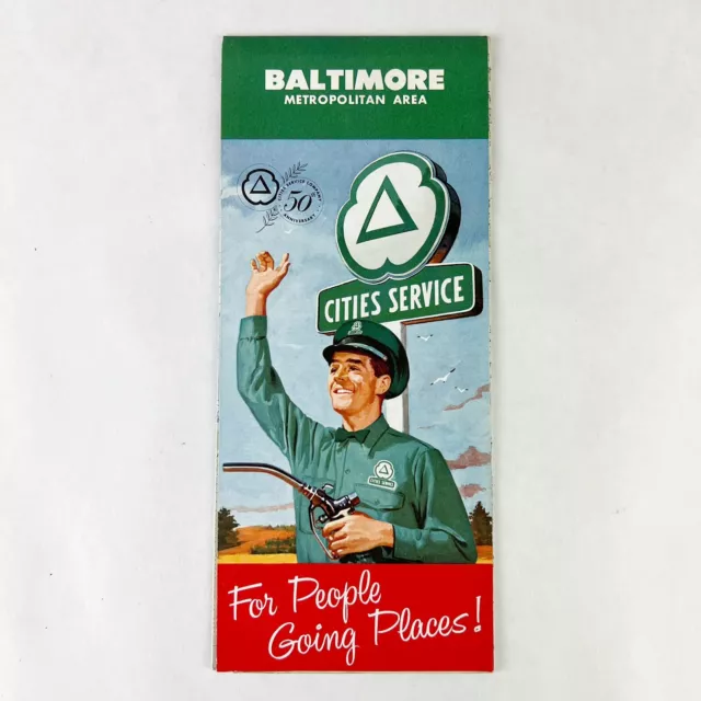 Vintage 1960 Cities Service Baltimore Metropolitan Area Road Map