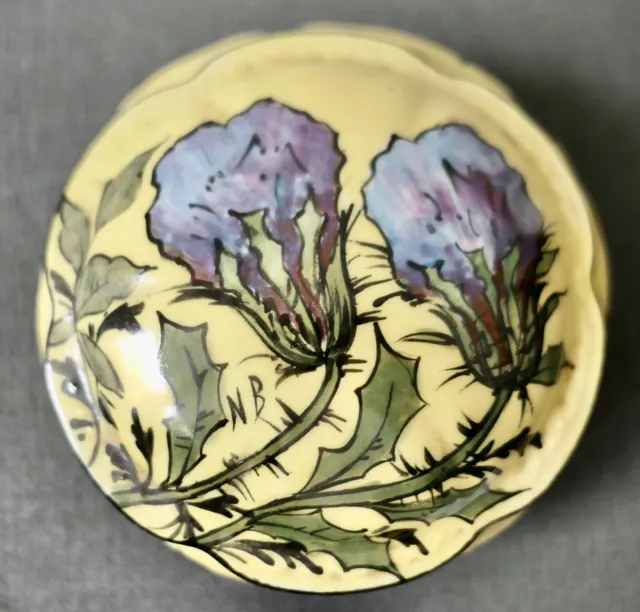 Boite Limoges Vase Art-Déco Porcelaine Peinte de Chardon Époque Art Nouveau 1900