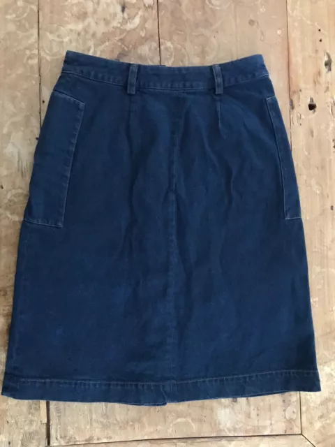 APC Rue Madame Paris dark blue denim A-line skirt 38 8 10 pockets button front 3