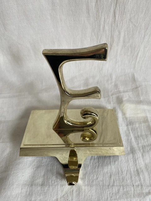 Pottery Barn Stocking Hanger Hook Holder Letter E Gold Christmas Holiday
