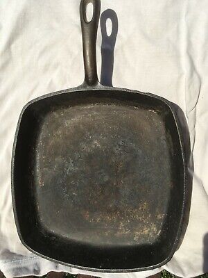 Vintage Cast Iron Square Skillet 101/4" Used heavy Duty No Brand Name