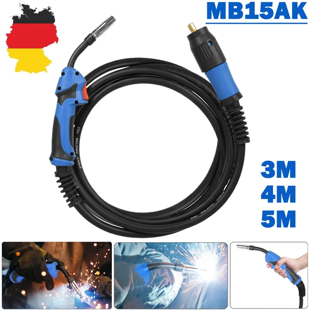 Schweißbrenner MB15 – MIG/MAG Schlauchpaket, 5 M, Euroanschluss, Komplett