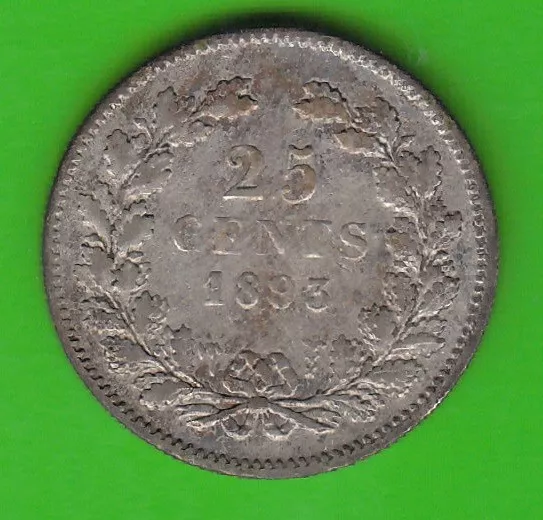 Niederlande 25 Cents 1893 Silber seltener Jahrgang nswleipzig