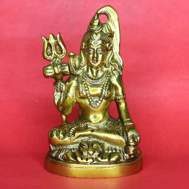 AONA Statue En Laiton Shiva Parvati Shiv Parivar Shankar Bhagwan Ganesh Famille Murti Idol Sculpture Multicolore Décoration D'intérieur Hauteur 25,4 Cm
