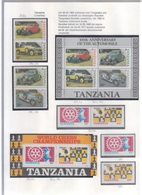 2217 - Tansania - 1986  Lot aus Mi-Nr.  309-314  + Block 53 + 54    postfrisch