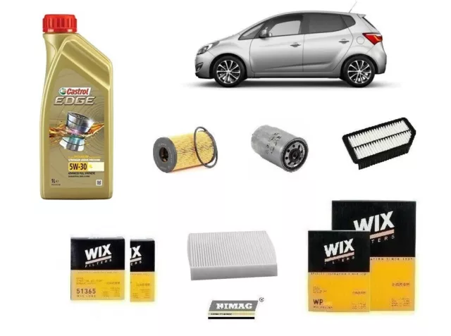 Kit Filtri Tagliando per Hyundai ix20 1.4 CRDi 66 Kw 90 Hp + 6 Litri Olio 5w30