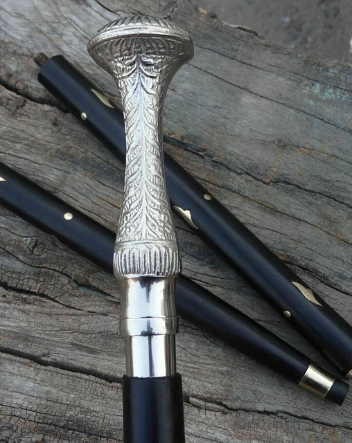 Brass Designer Victorian Handle Wooden Vintage Style Walking Cane Antique Stick
