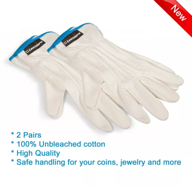 Coin Handling Gloves 100% Cotton PROOF UNC Safe Handling 2 Quality Pairs 1 Size