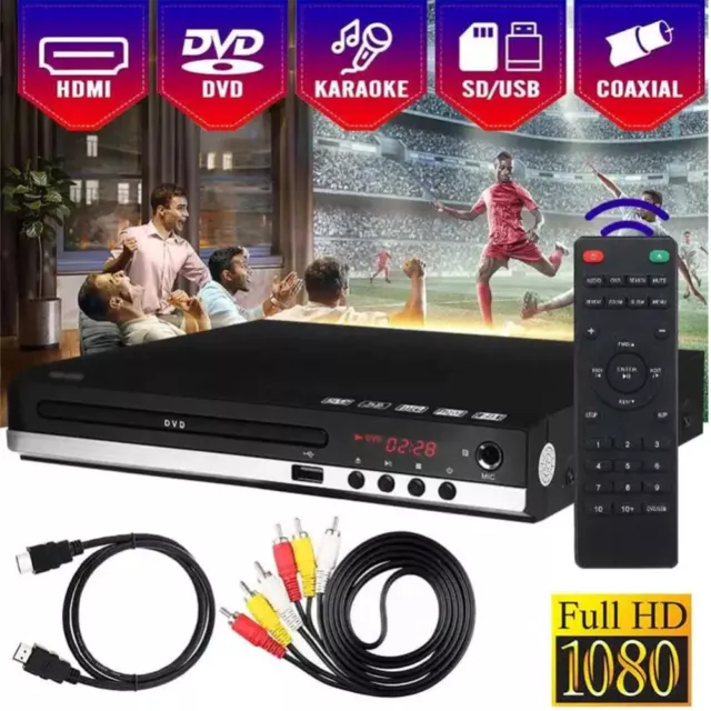 Multi Region Free 1080p VCD CD DVD Player with Remote Control & HDMI/AV Cable