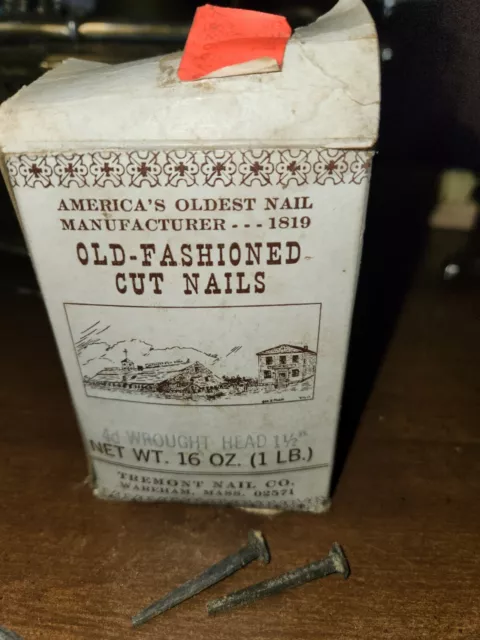 16 0z. Old Fashioned Cut Nails - Tremont Nail Company - 4D Wrought Head 1-1/2”