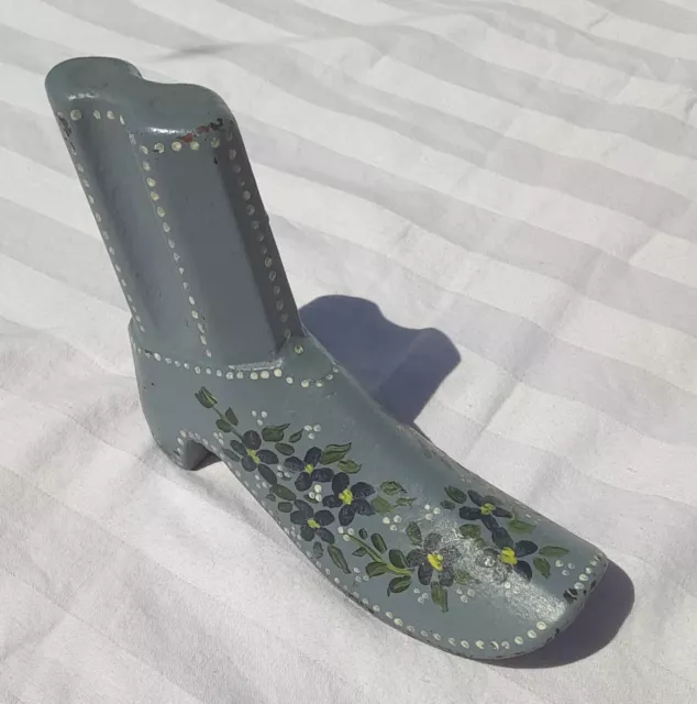 Vintage Cast Iron Door Stop Victorian Boot Hand Painted