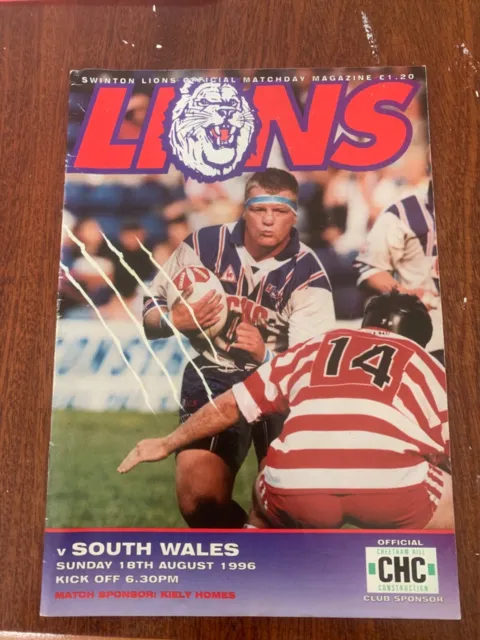 Swinton v South wales rugby league programme 1996