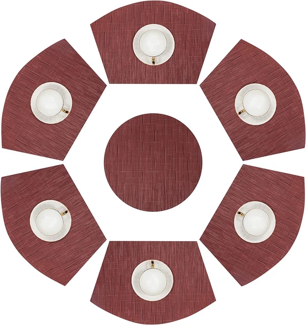 round Table Placemats 6 Wedge Placemats with 1 Centerpiece round Placemat Set of