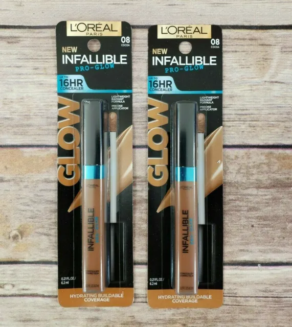 2 L'Oreal Infallible Pro-Glow Concealer Cocoa 08