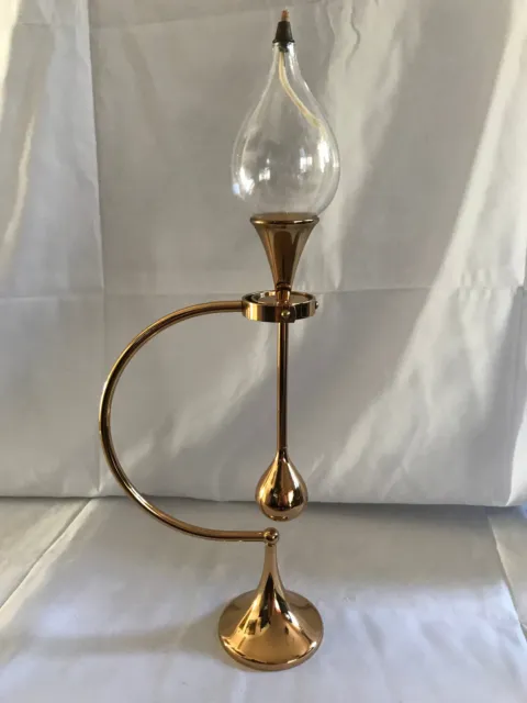 Freddie Andersen Öllampe Clear Drops Messing + Glas W. Germany Standleuchte 40cm