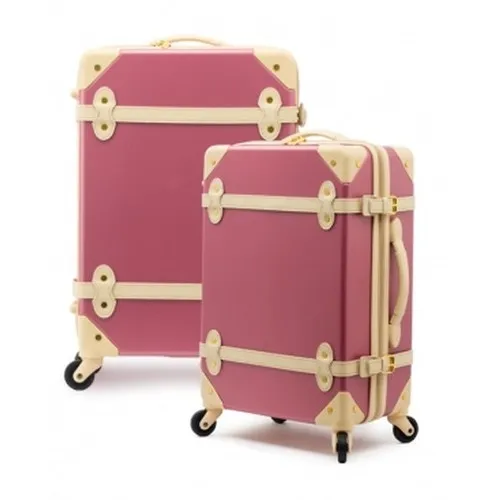 EDDAS European Vintage Style Carry-on Travel Luggage 20" Pink/Navy/Green/Brown