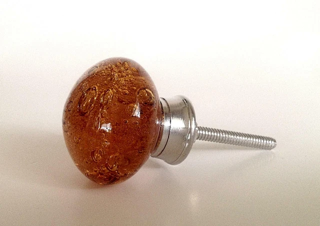 Amber Glass Bubble Kitchen Cabinet Knobs Dresser Drawer Pulls