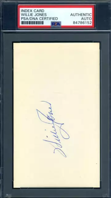 Willie Jones PSA DNA Coa Signed 3x5 Index Card Autograph