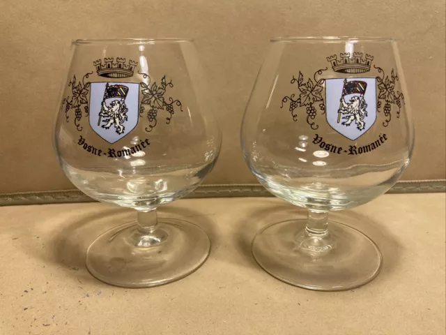 Pair of Vintage Short Stem Wine Cocktail or Water Glasses Square-bottomed  Glasses With Optic Cube Grid Effect 