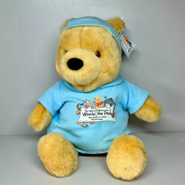 Walt Disney World Gund Winnie the Pooh 14" Soft Toy Bear in Night Clothes & Hat