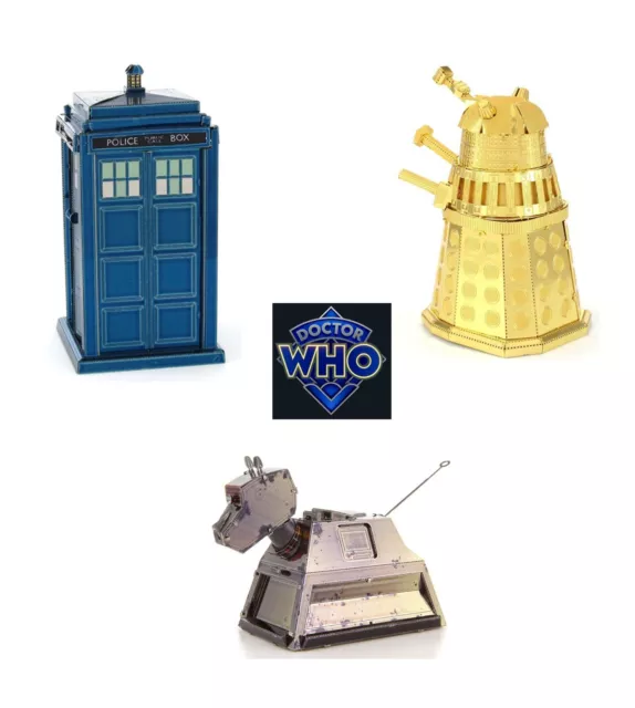 Metal Earth Dr Who Tardis Gold Dalek Rusty K9 Fascinations 3D Metall Modell Kits