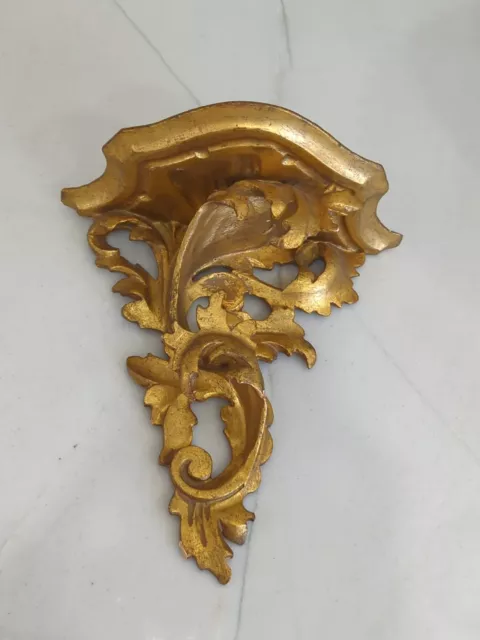 Small Antique Victorian  Hand Carved Gold Gilt Italian Wall Bracket Shelf