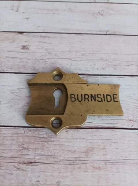Vintage - Burnside Brass  Escutcheon - With Sliding Keyhole Cover 3