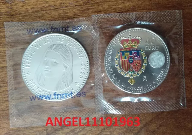 2023 ESPAÑA 40€ EN PLATA Y COLOR, ""PRINCESA LEONOR" PREVENTA envio certificado