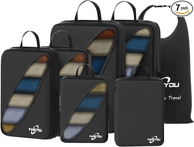 Fancyou Extra Large Compression Packing Cubes for Suitcases Organizer Bags 7 Set