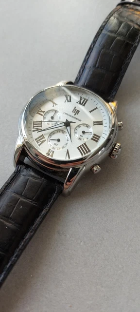 Montre LIP Quartz Vintage - Cadran Doré, Bracelet Cuir Véritable Marron - Parfait état, Pile Neuve