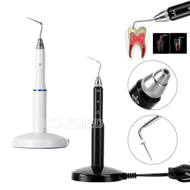 Dental Wireless Obturation System Gutta Percha Endo Heated Pen 2Tips Black/White