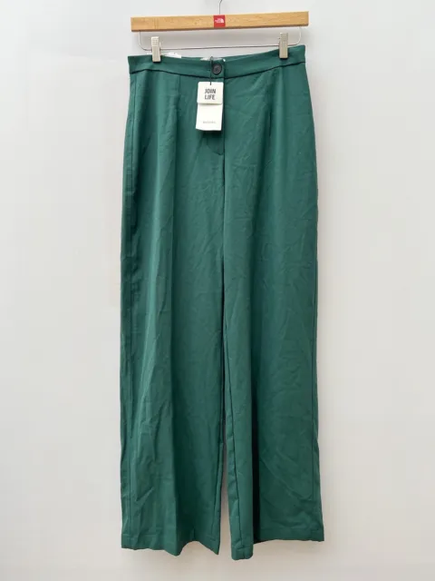 Bershka Green Wide Leg Trousers Pants Office Formal Womens Size 12
