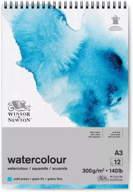 Winsor and Newton Watercolour Paper Pad, A3, 12 Sheets, 300 G/M?, Spiral Bound,