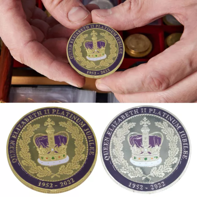 Commemorative Coin HM Queen Elizabeth II Platinum Jubilee (Purple/Silver) 2022