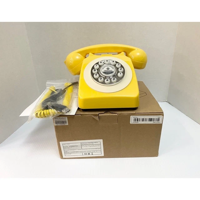 1960'S DESIGN CLASSIC RotaryLook Retro Phone Push Button Dial Yellow £
