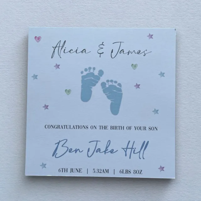 Personalised New Baby Boy Card or Girl Birth of New Son/Daughter Congratulations