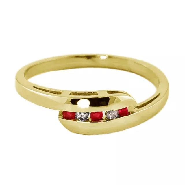 14K. GOLDRING MIT KANALSET DIAMANTEN & RUBINE (Gelbgold) 2