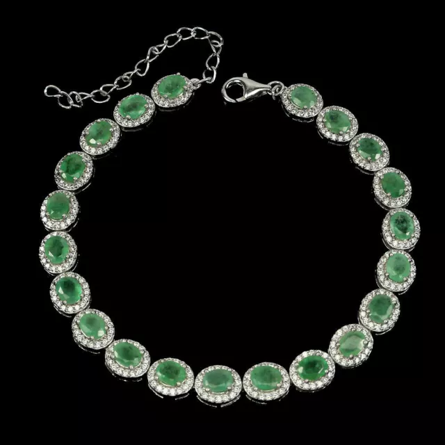 Shola Vrai Naturelle Vert Émeraude Bracelet Argent Sterling B201