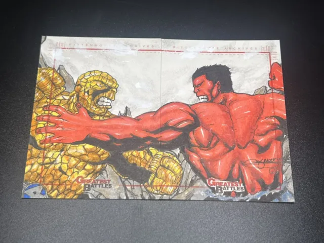 Marvel Greatest Battles Sketch Cards By Mark Marvida The Thing Vs Red Hulk