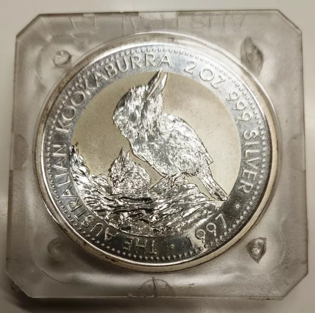 AUSTRALIA KOOKABURRA 1997 silver 2 oz argento oncie SQUARE CAPSULE dollari