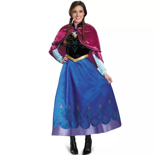 Costume Cosplay Halloween Frozen Donna Principessa Anna Abito Bianco Neve